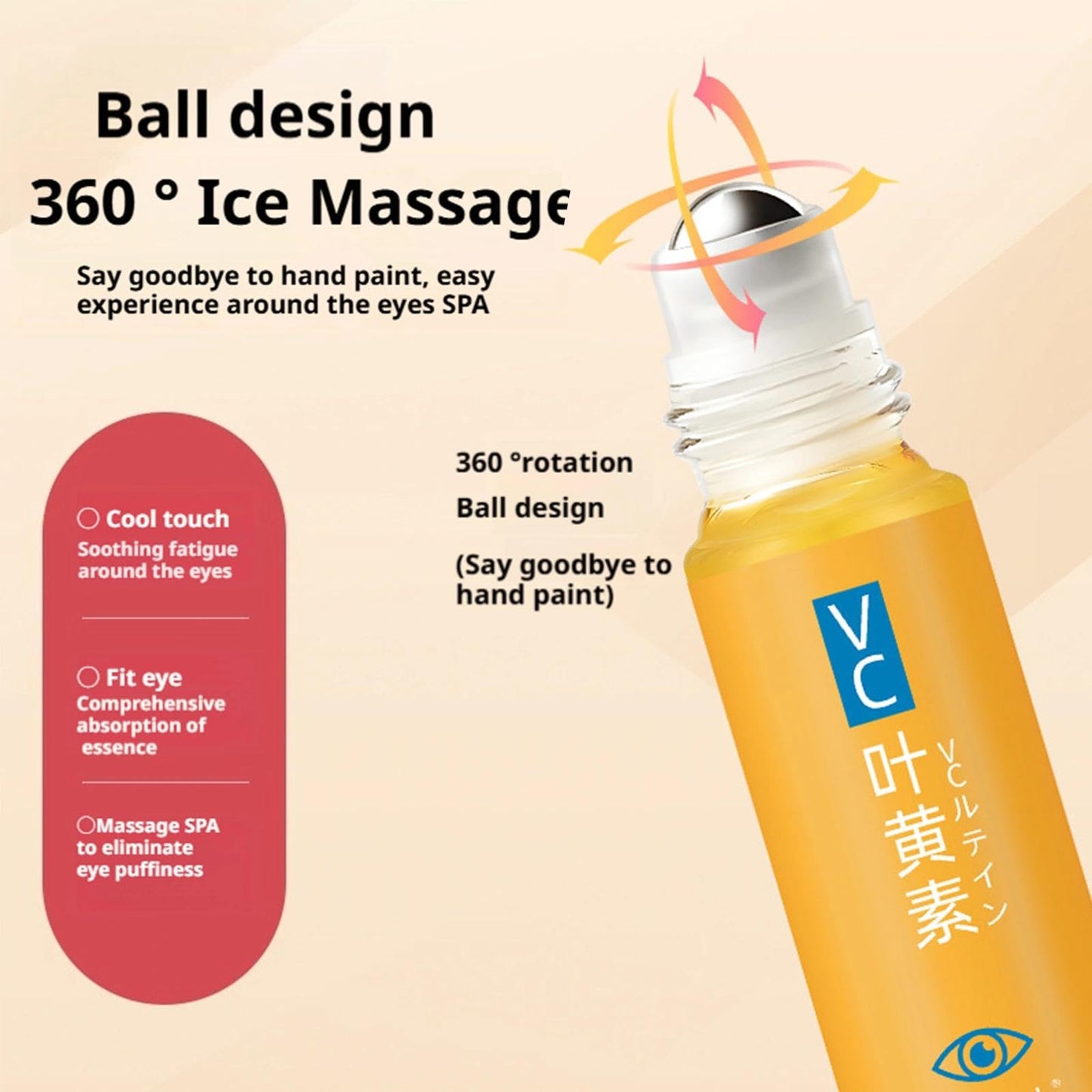 Lutein Eye Oil with Vitamin C – Dark Circle & Puffy Eye Treatment, Essential Lutein Rollerball Eye Cream, Perfect for Daily Use