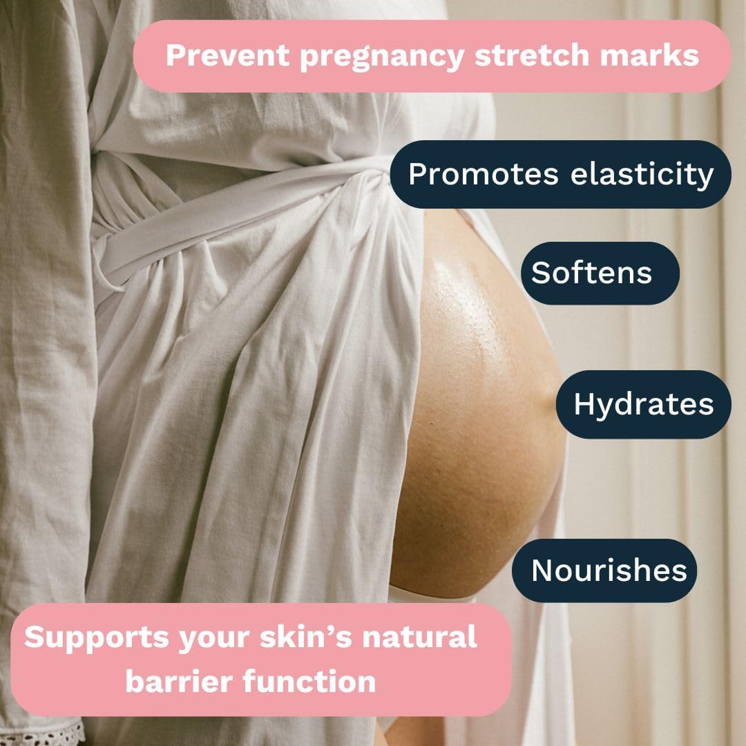 Zowena Pregnancy Stretch Mark Oil - body oil and face oil - 100% natural moisturiser - for pregnant women - with Vitamin E oil - 60ml
