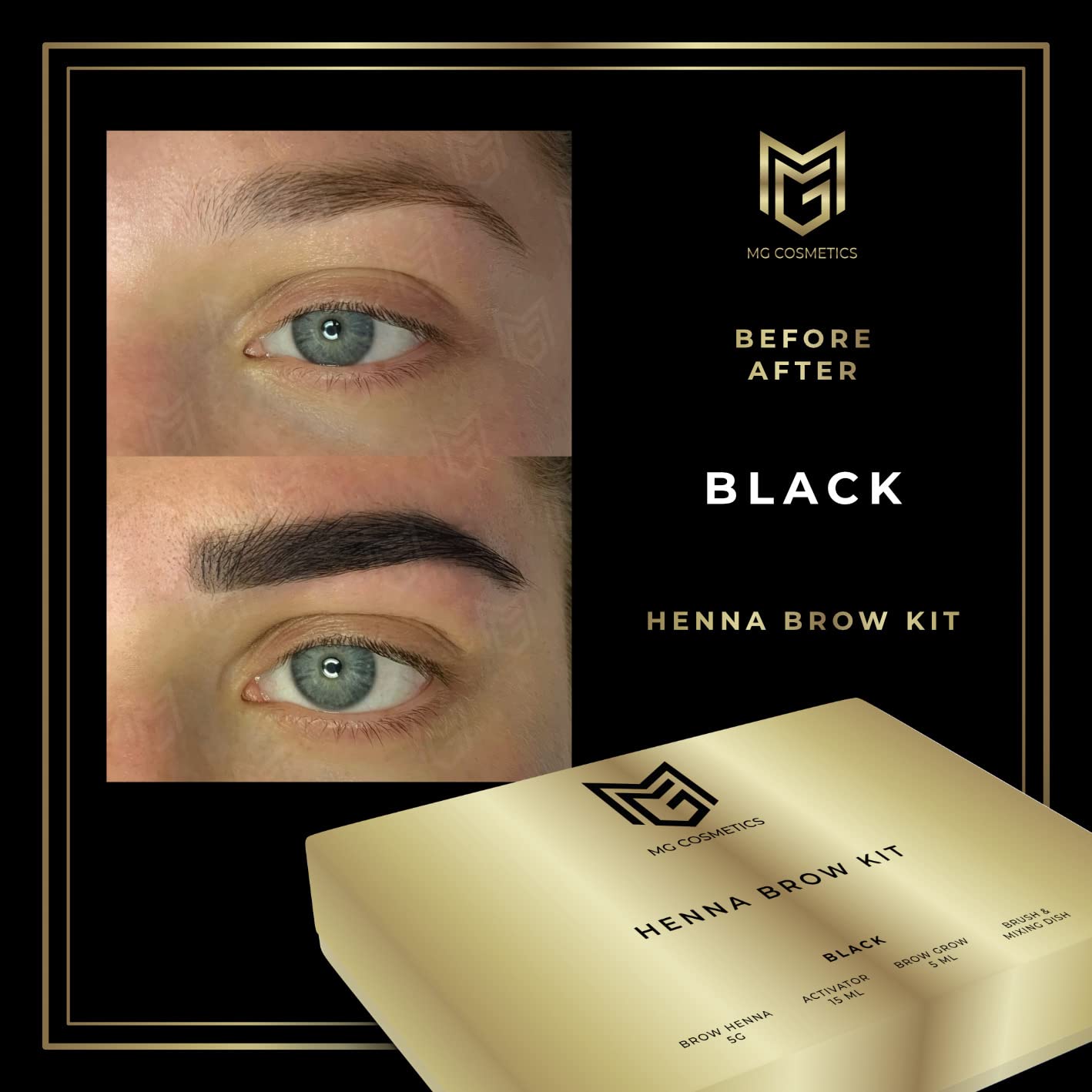 MG Cosmetics Eyebrow Henna Tint Kit Dyes Brow Hair | BONUS VIDEO TUTORIAL | Professional Salon & At Home DIY Brow Coloring kit | Vegan Cruelty Free | Complete Kit Instant Semi Permanent Coloring | MG COSMETICS