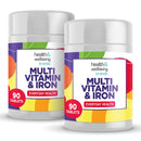 Club Vits Multivitamin & Iron (180) 2 x 90 Easy to Swallow Tablets (180) with Vitamins A,B,D,C,E and Minerals, One a Day, Support for Immune System,
