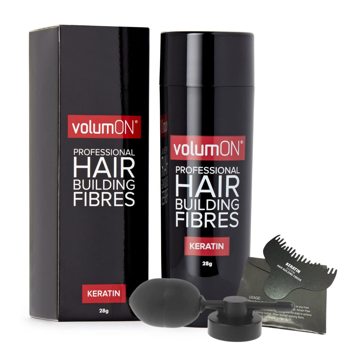 Volumon Hair Fibres VOLUMON Keratin Hair Building Fibres for Thinning Hair - Instantly Conceals Thinning Areas for Fuller Thicker Hair - For Men & Women 28g PLUS Hairline Optimiser & Applicator (Medium Brown)