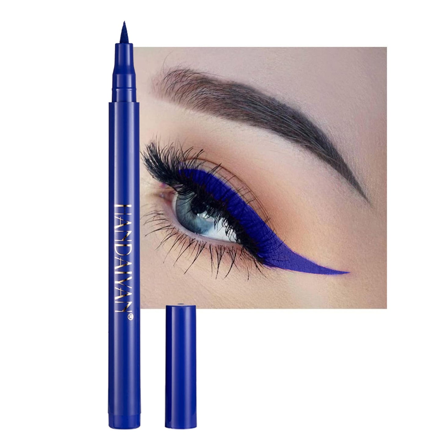 RenhuangFuxi Coloured Eyeliner, Royal-Blue Eyeliner, Waterproof Liquid Eyeliner All Day Long-Lasting Eye Liners, Highly-Pigmented Colourful Eyeliner for Eye Makeup, Black, White(Only Royal-Blue)