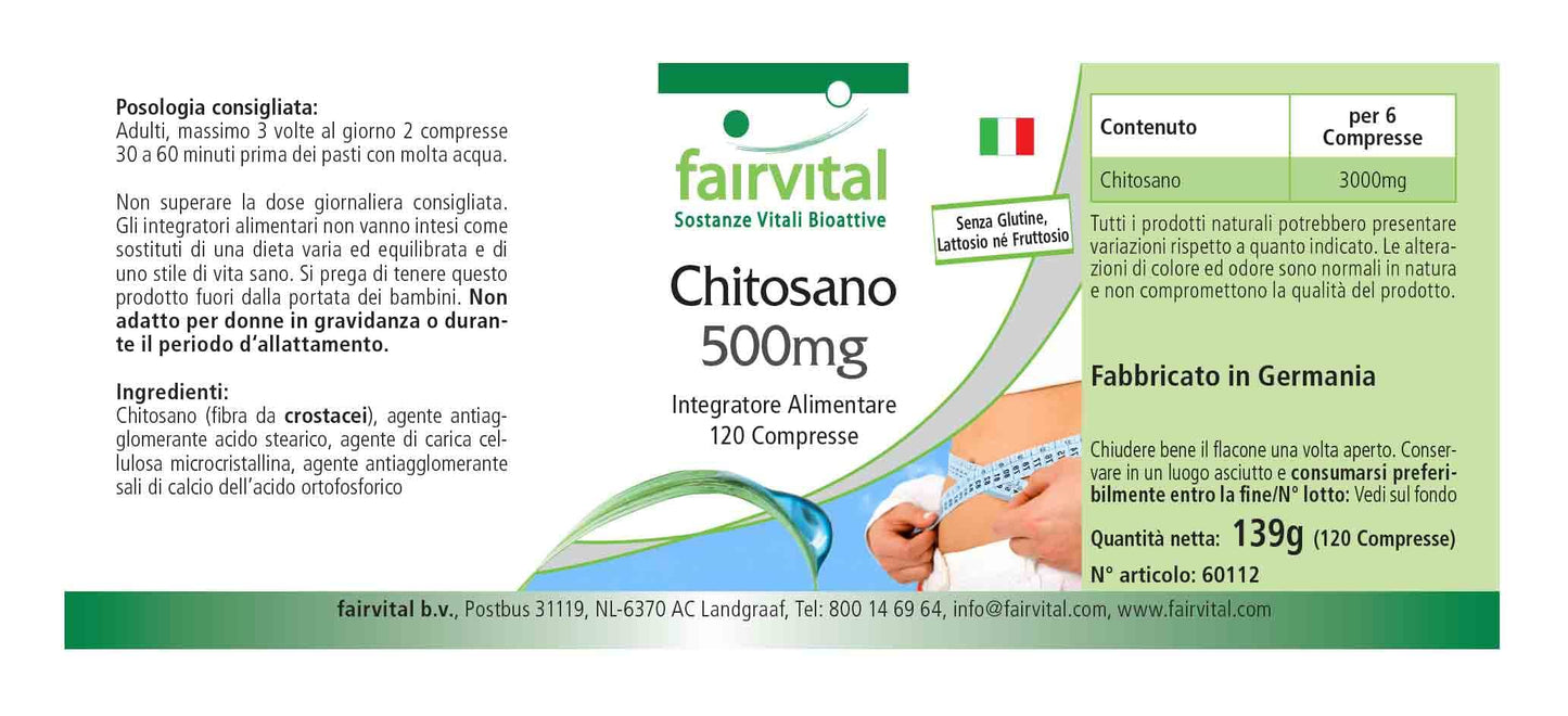 fairvital Fairvital | Chitosan 500mg - HIGH Dosage - 120 Tablets - Natural Fiber