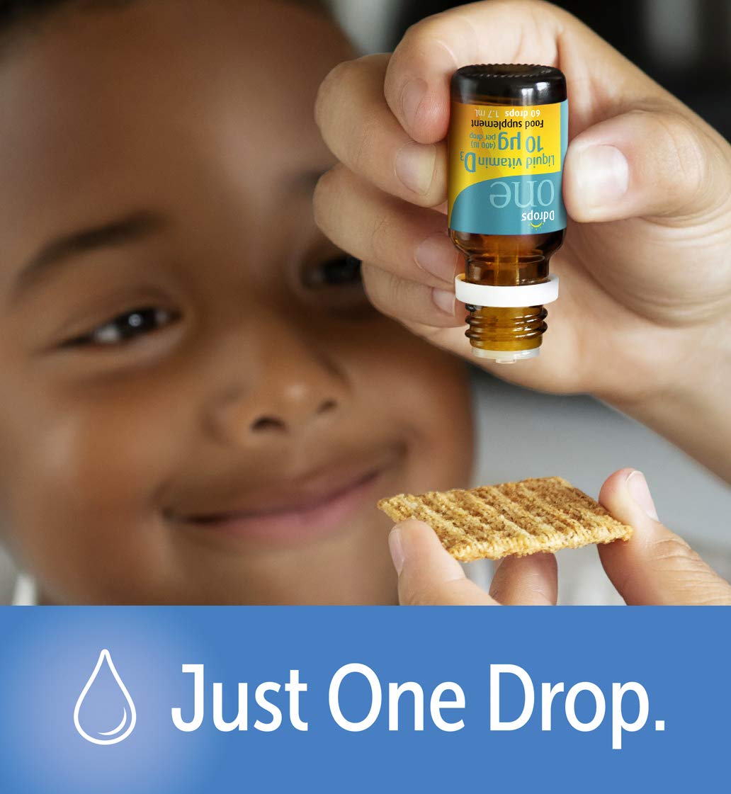 Ddrops One 10 µg 60 Drops - Daily Vitamin D3 Supplement for Kids & Adults. Support Bone Health & Immune System - No Large Capsules, No Preservatives, Non-GMO, Allergen-Friendly