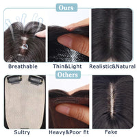 SEA SINGING Hair Toppers for Women Real Human Hair Toppers for Women with Thinning Hair Remy Toppers Hair Pieces for Women Human Hair clip on 100% Human Hair Toppers (10inch, HL-6#)