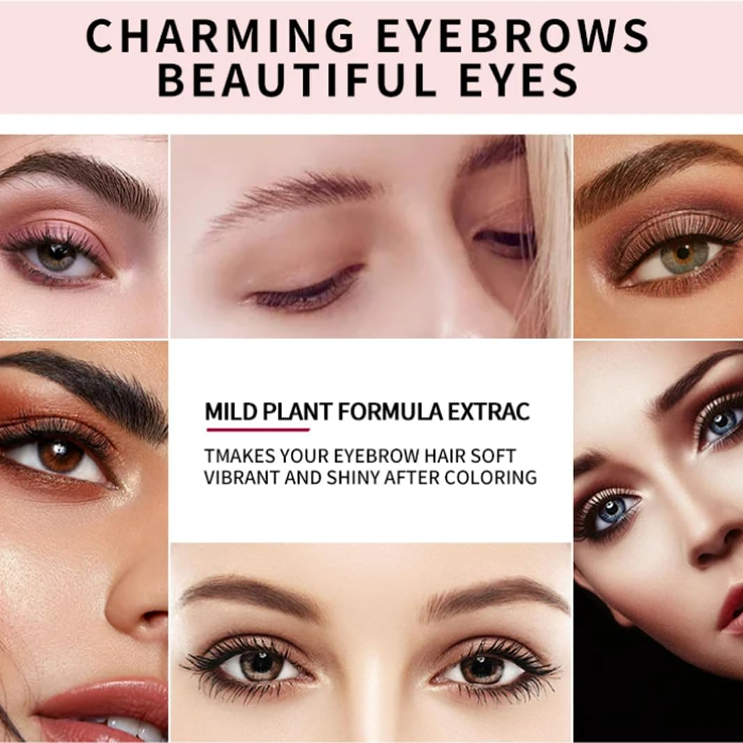 PLVNNZ E-yebrow T-int Kit,Eyebrow Tint,Lash Lift and Tint Kit,Professional Eyebrow & Eyelash Dye, Long-Lasting 6 Weeks, Fast & Easy DIY Brow Dye for Natural,With All Tools(Black)