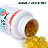 natures aid Natures Aid Cod Liver Oil 550 mg 120 Softgel Capsules (Providing 120 mg Omega-3, with Vitamins A and D, For The Normal Function of the Immune System, Purity Guaranteed, Made in the UK)