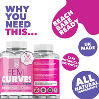 MoovWell Femi Curves Bum & Breast Curves Enhancement Tablets for Women – 120 Tablets for Bigger Curves & Fuller Shape, Natural Ingredients - Bum Enhancement Supplement, Made in UK