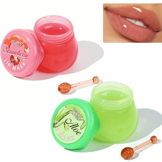 TBeautfave Lip Sleeping Mask, Strawberry Lip Mask Overnight Aloe Vera Lip Balm Lip Moisturiser Nourishing for Dry Chapped Peel Cracked Lips Lip Plumper Fades Lip Lines Lip Repair