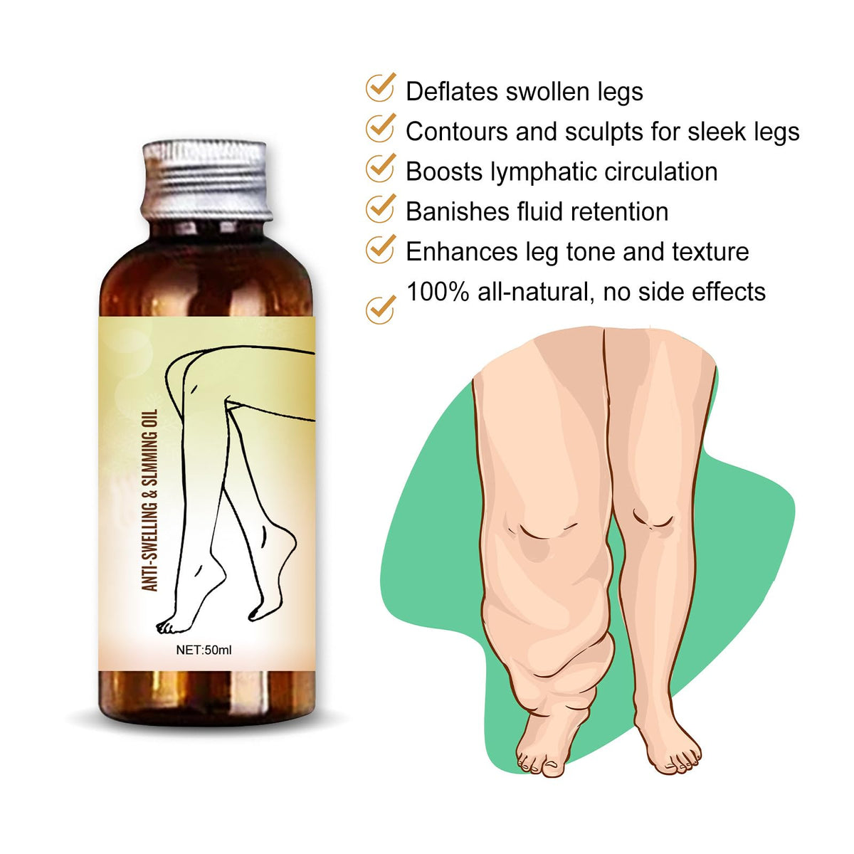 Generic Swellclear Massage Oil for Legs, Swell Clear Lymphatic Drainage Massage Oil,Reduce Leg Swelling Naturally for Women and Men (1PCS)