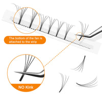 QUEWEL Pre Made Fan Eyelash Extensions 4D 0.10 C Curl MIX9-16mm Long Stem Premade Fans Volume Eyelash Extensions Pre Made Russian Volume Eye Lashes Long lasting Pre Fanned Russian Lashes (4D 0.10C MIX9-16mm)