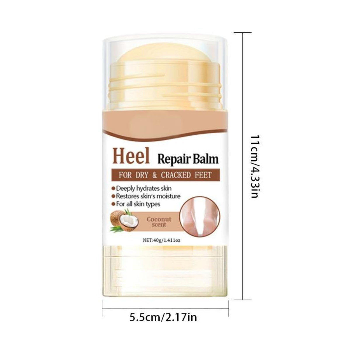 RubyTint Coconut Scented Foot Balm For Dry Cracked Heels & Rough Skin - 40g Hydrating Moisturising Stick With Natural Shea Butter & Beeswax, Non Greasy Formula Dual Pack For Men & Women