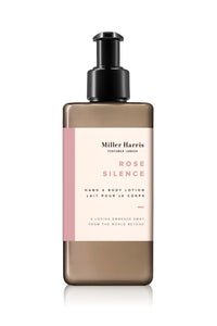 Miller Harris Rose Silence Hand and Body Lotion 300ml – Shea Butter, Argan Oil, Glycerin, Aloe Vera & Vitamin B5 | Soft & Delicate Rose Scent for Gentle Cleansing