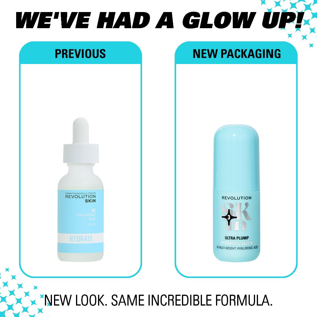 Revolution Skincare London Revolution Skin, Ultra Plump Multi-Weight Hyaluronic Acid Hydrating Serum, Face Serum, Long-Lasting Hydration, Vegan & Cruelty-Free, 30ml