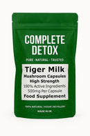 Tiger Milk Mushroom Capsules 500mg | High Strength | Pure & Natural Supplement | No Fillers or Binders | Vegan | Cognitive & Immune Support | Made in UK by Complete Detox