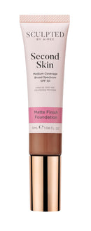 SCULPTED by Aimee Connolly Second Skin Matte Liquid Face Foundation from Sculpted by Aimee - 32ml Buildable, Medium Coverage Foundation with Matte Finish, Hyaluronic Acid, Collagen Boosting Formula, SPF 50, (Tan Plus 5.5)