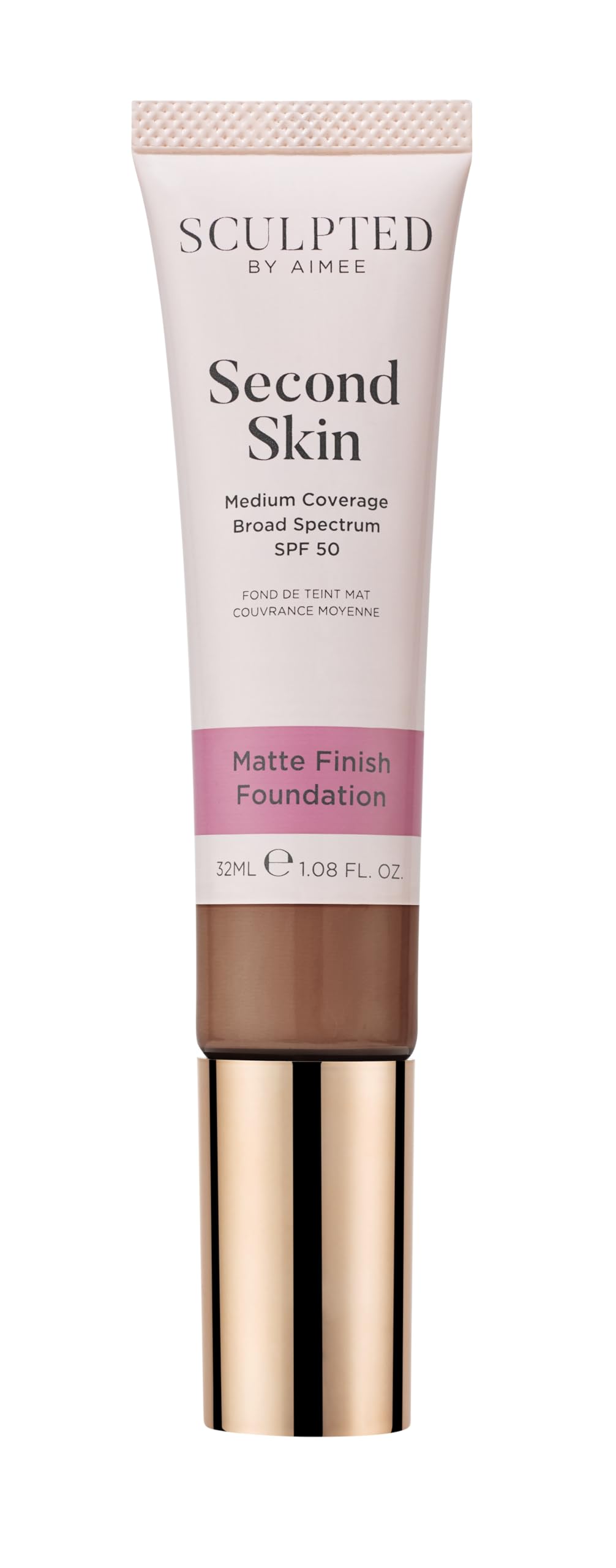 SCULPTED by Aimee Connolly Second Skin Matte Liquid Face Foundation from Sculpted by Aimee - 32ml Buildable, Medium Coverage Foundation with Matte Finish, Hyaluronic Acid, Collagen Boosting Formula, SPF 50, (Tan Plus 5.5)