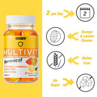 Weider Multivit + Multikids Gummies - Multivitamin Pack for Adults and Children - Vitamins (D,C,E,B6,B12) and Minerals - No Added Sugar - Ideal Pack for The Whole Family - 80 and 50 Gummies