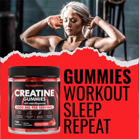 Creatine 120 Gummies Max 5000mg for Men and Women Creatine Monohydrate with Added Magnesium - Chewable Gummies, Strawberry Flavour (1 Month Supply)