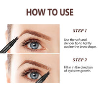 QIAWES Waterproof Eyebrow Pen - Micro Tip Eyebrow Pencil, Liquid Eyebrow Fork Tip Pen, Microblading Eyebrow Pen, Creates Natural 3D Eyebrow Hair, Long Lasting (Black)
