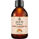 Pure World Natural Sweet Almond Oil 250ML 100% Pure, Undiluted Cold Pressed Premium Quality Almond Oil Freshly Pressed – Massage, Skin, Nails, Body and Face,. Edible Vegan