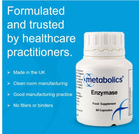 Enzymase by Metabolics | Enzyme Complex Capsules | Enzyme Blend Containing 7 Active Digestive Enzymes - Additive Free Enzyme Supplement