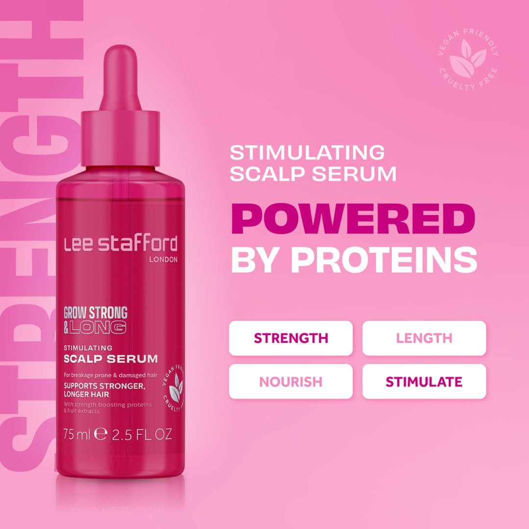 Lee Stafford Hair Growth Scalp Serum | Grow Strong & Long Collection - Best Stimulating Oil for Thinning, Damaged, Dry, Frizzy Hair, Packed with Proteins, Adds Shine, for Men & Women 75 ml