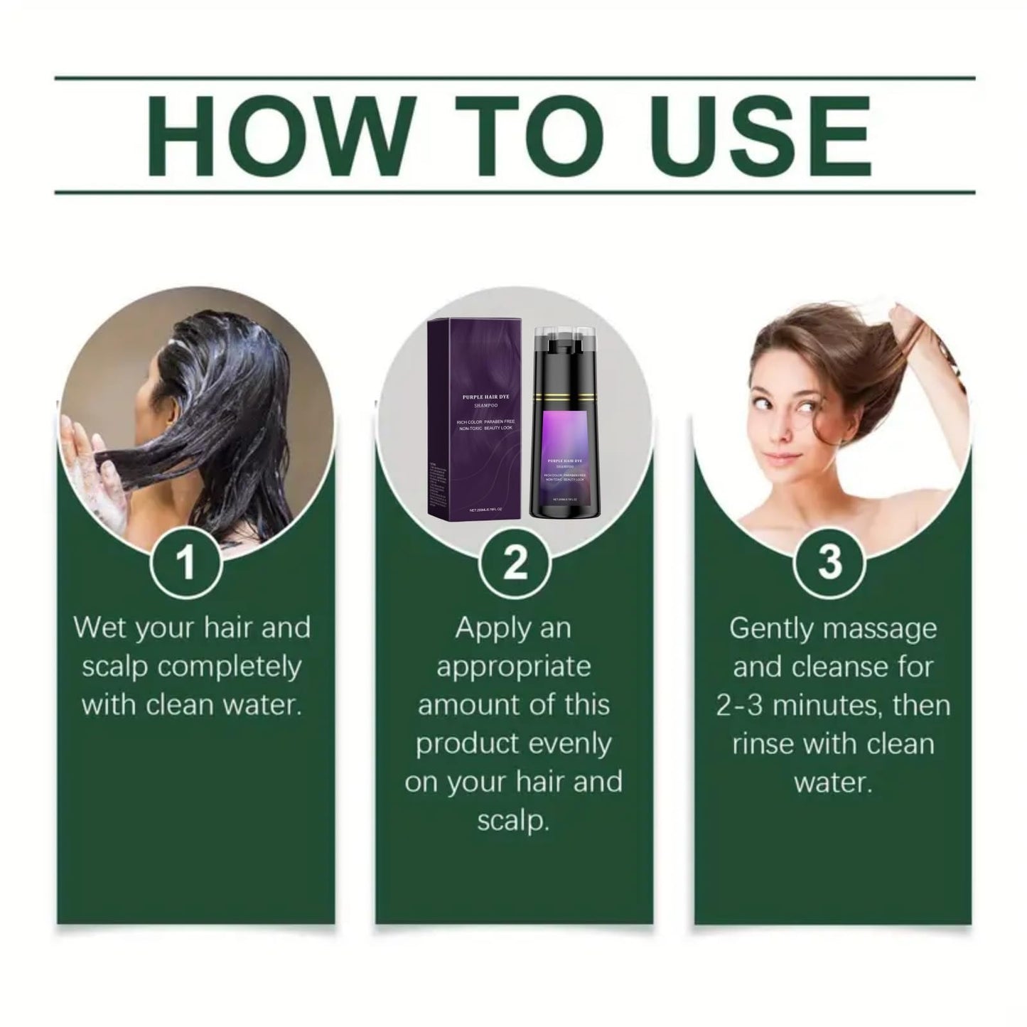 Mubuni Purple Polar Hair Dye Shampoo,3-In-1 Shampoo for Color H/air,Purple Hai/r Dye,Color Sha/mpoo Ha/ir Dye,Instant Hai/r Dye Sham/poo,Colour Shamp/oo,Anti Grey Shampo/o,Permanent Colour