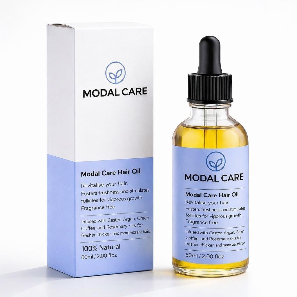 Modal Care Caffeine Hair Growth Oil for Afro & 4C Hair | Natural Follicle Stimulant with Rosemary & Green Coffee | Vegan High-Density Restoration for Thinning Hair & Receding Hairline (60ml)