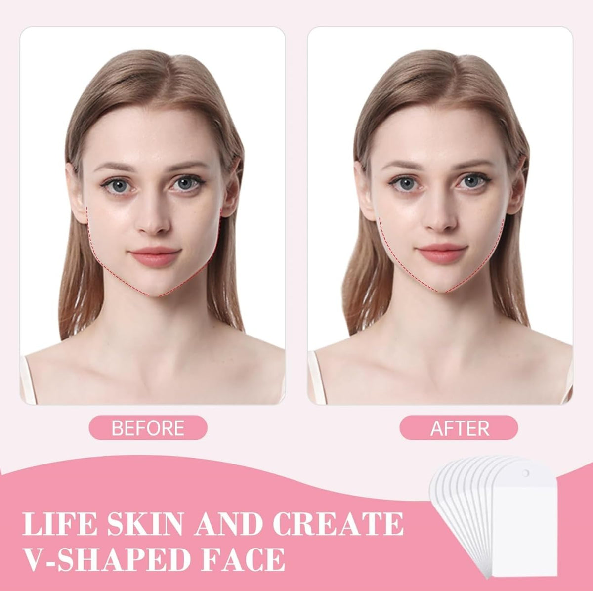 PingWPYe Face Lift Tape, Invisible V Face Sticker with 40 Pcs Wrinkles and 16 Lifting Ropes, Instant Wrinkle Lifting Patches Neck Eye Tape for V-Line Face, Tightening Skin Makeup Lift Tools