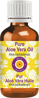 Deve Herbes Pure Aloe Vera Oil (Aloe barbadensis) Non-Sticky | Non-Greasy | For Skin, Hair, Massage & DIY Use 10ml