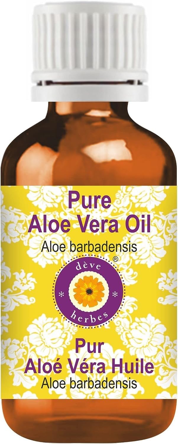 Deve Herbes Pure Aloe Vera Oil (Aloe barbadensis) Non-Sticky | Non-Greasy | For Skin, Hair, Massage & DIY Use 10ml