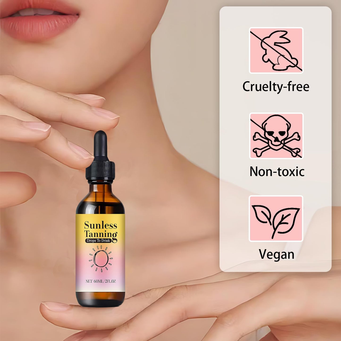 INBOLM Tanning Drops Drink Tan Drops Drink,No Sun Exposure Required,Helps Skin Hydrate and Maintain Elasticity,and Enhances Your Natural Complexion