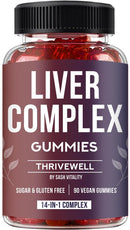 SASH Vitality Liver Detox Complex Gummies | 14-in-1 Vegan Formula with Turmeric, Artichoke & More | Sugar-Free, Gluten-Free | Liver Support | 90 Vegan Gummies | Gel/Candy Supplement