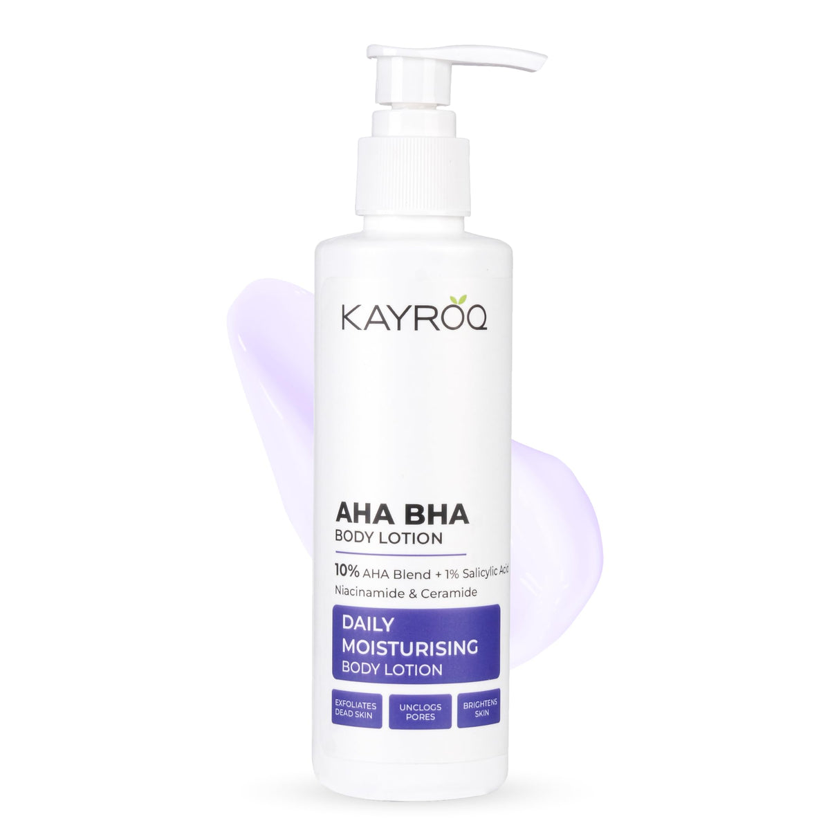 KAYROQ AHA BHA Body Lotion, 10% AHA + 1% Salicylic Acid, Daily Moisturising with Niacinamide & Ceramide