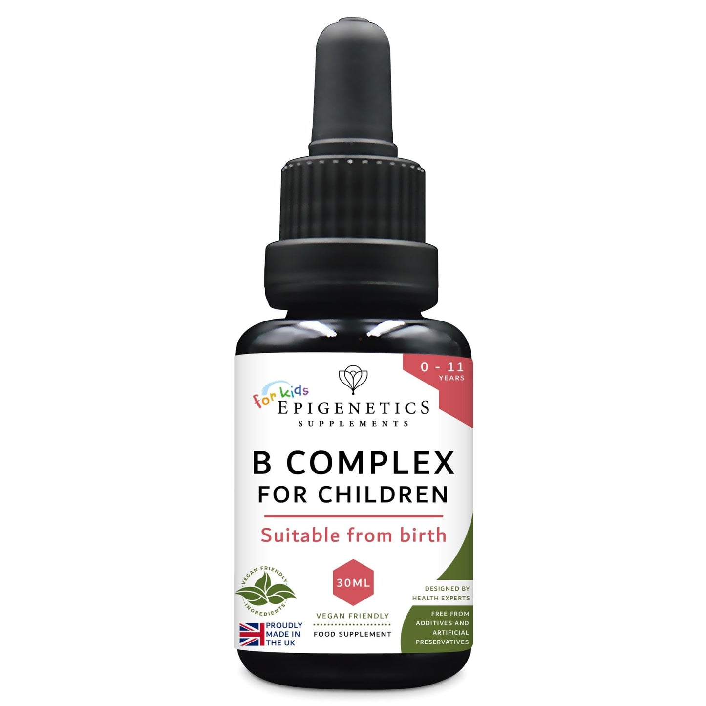 Epigenetics Vitamin B Complex for Children 30ml | 9 B Vitamins Supplement from Birth 0-11 Years | Newborn Baby Kids Sugar Free UK Made Vegetarian Liquid | Long Suppy. 1 Drop Daily