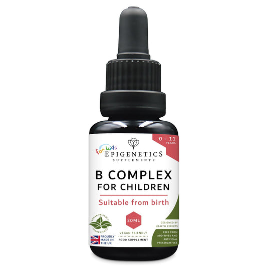 Epigenetics Vitamin B Complex for Children 30ml | 9 B Vitamins Supplement from Birth 0-11 Years | Newborn Baby Kids Sugar Free UK Made Vegetarian Liquid | Long Suppy. 1 Drop Daily