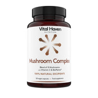 Vital Haven - Mushroom Supplement - Lions Mane, Reishi, Cordyceps, Shiitake, Maitake, Chaga, Agaricus Blazei, Tremella with VIT C - UK Made