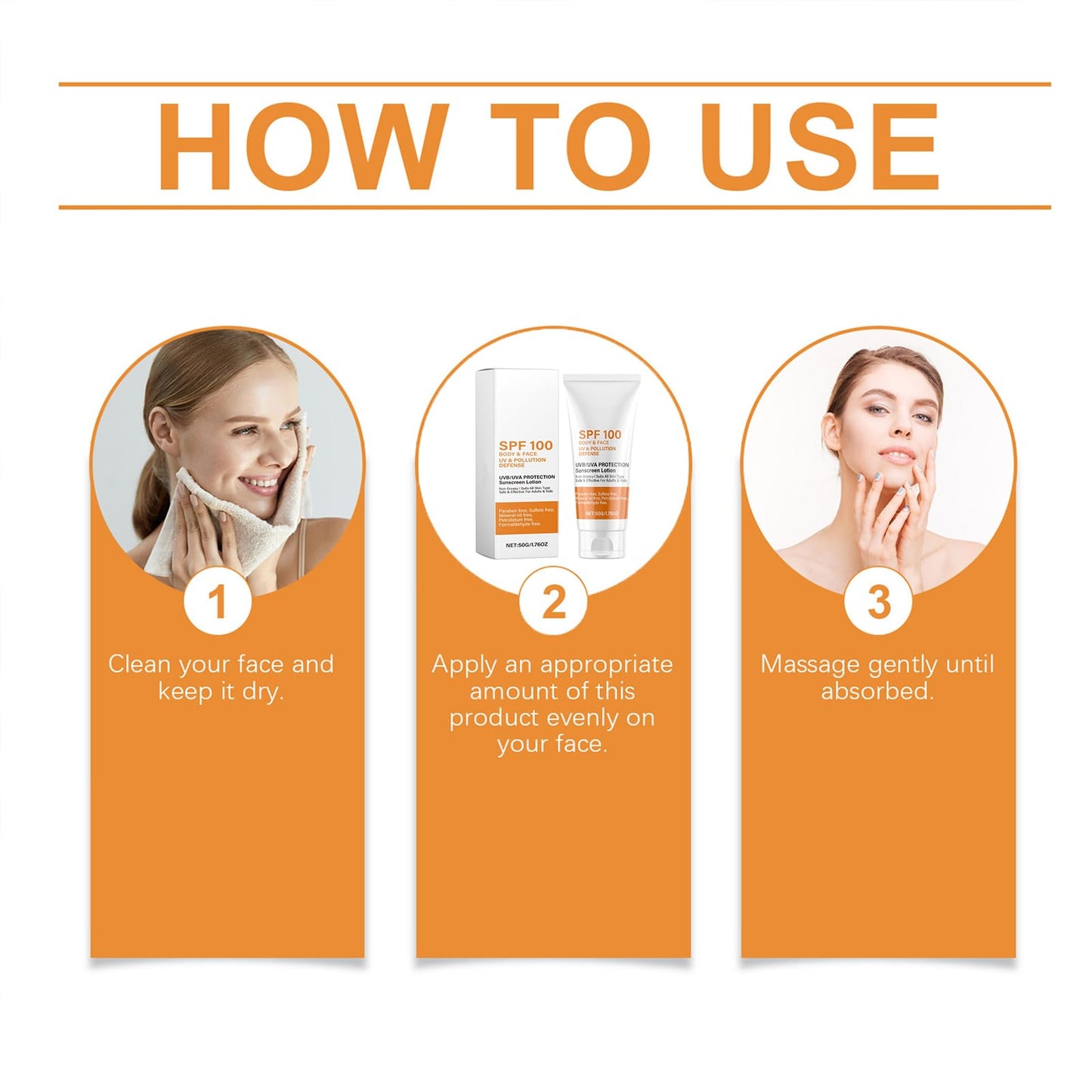 SPF 100 Face Sunscreen for Women, Waterproof Sun Cream with Vitamin E, Broad Spectrum UVA/UVB Protection,Moisturizing & Non-Greasy, Travel Size (2 PCS)