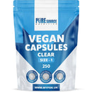 Pure Source Nutrition PSN Clear HPMC Vegetarian Empty Vegan Capsules - DIY Self Fill Size 00,0,1 with Unique Lock Technology -Pharmaceutical Grade -Compatible with Capsule Filling Machine (Clear, Size 1 x 250)