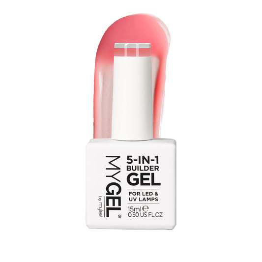 MYLEE Mylee 5 in 1 Builder Base Strengthening Gel 15ml, UV/LED Nail Polish Coat for Hard Strong Nails Tips & Extensions, For Nail Art Decoration, Decals & Jewels, Professional Manicure Repair (French Rose)