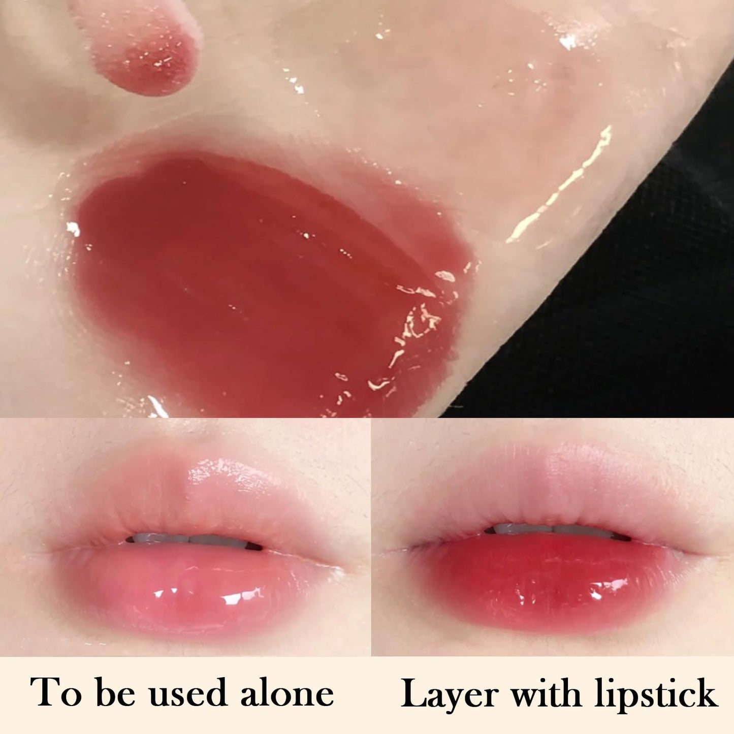 GEEWHILE Honey Lip Oil Clear Lip Gloss Set, 2PCS Honey Bee Balm Moisturizing Liquid Lipstick, Glossy Lip Make Up Transparent Lip Gloss Kit for Day&Night Lip Care,Lip Line Reducing, Honey Flavors