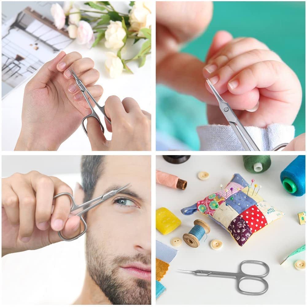 URAQT Nail Scissors, Professional Stainless Steel Curved Cuticle Scissors, Sharp Dead Skin Scissors Manicure Scissors, Pointed Beauty Scissors for Trimming Eyebrows, Nose Hair, Finger & Toe Nail Care