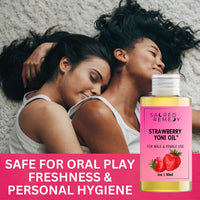 Sacred Remedy StrawberryYoni Oil Potent, Hydrating, Moisturising Lotion Oil. 100% Natural & Vegan. Reduces Friction, Chaffing & Dryness. Balances PH Level & Fresh Scent with Vitamin E (50ml)