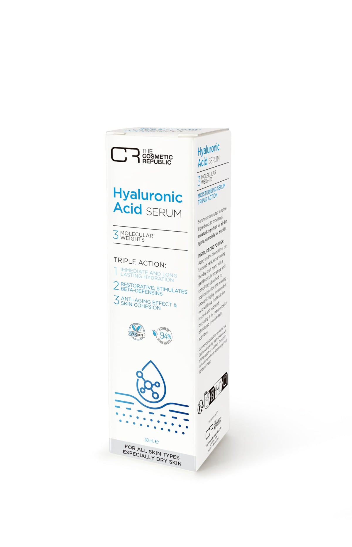 The Cosmetic Republic Hyaluronic Serum TCR v2 - Skin Serum for Hydration, Anti-Aging, Skin Repair with Hyaluronic Acid & Niacinamide
