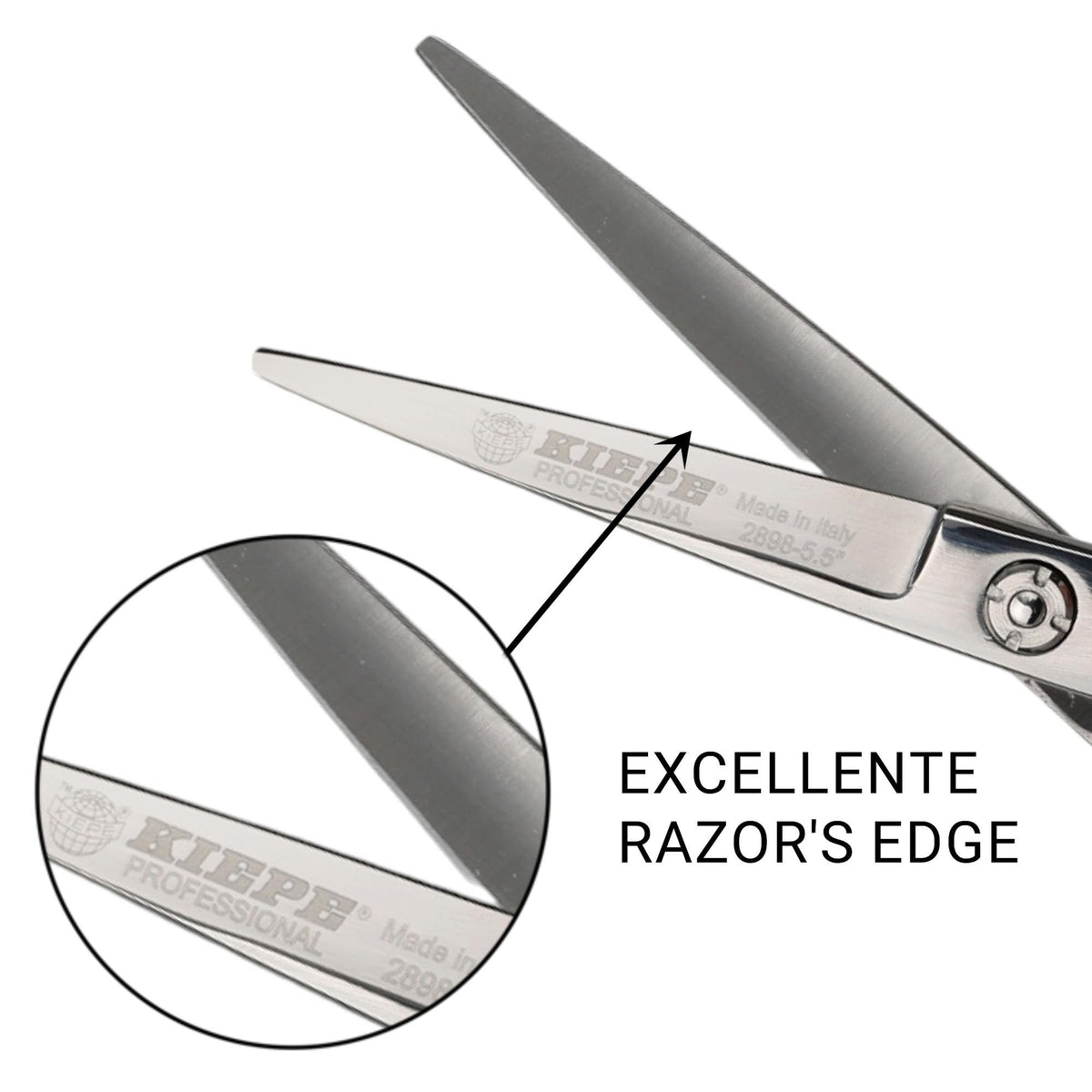 Kiepe COD.2898 Monster Hair Cut Razor Edge Scissors Semi Offset,Excellent Line Hair Cut Scissors,Premium Stainless Steel Hair Scissors for Hairdressers, Barbers,Salons (5.5")
