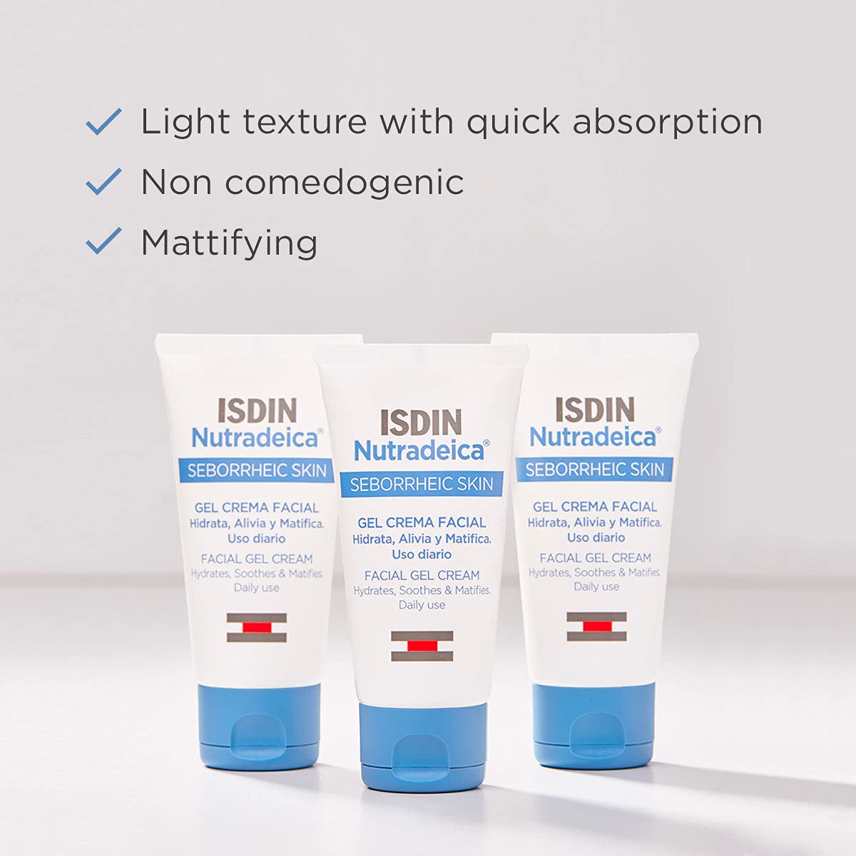 ISDIN Nutradeica Facial Gel Cream 50ml | For Seborrheic Skin | Hydrates, Soothes and Matifies skin