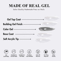 KQueenest French Tip False Nails with Glue, Light Blue Press on Nails Short Almond, Natural Nude Fake Nails Press ons Stiletto, Reusable Soft Gel Stick on Nail for Women, 30 Pcs