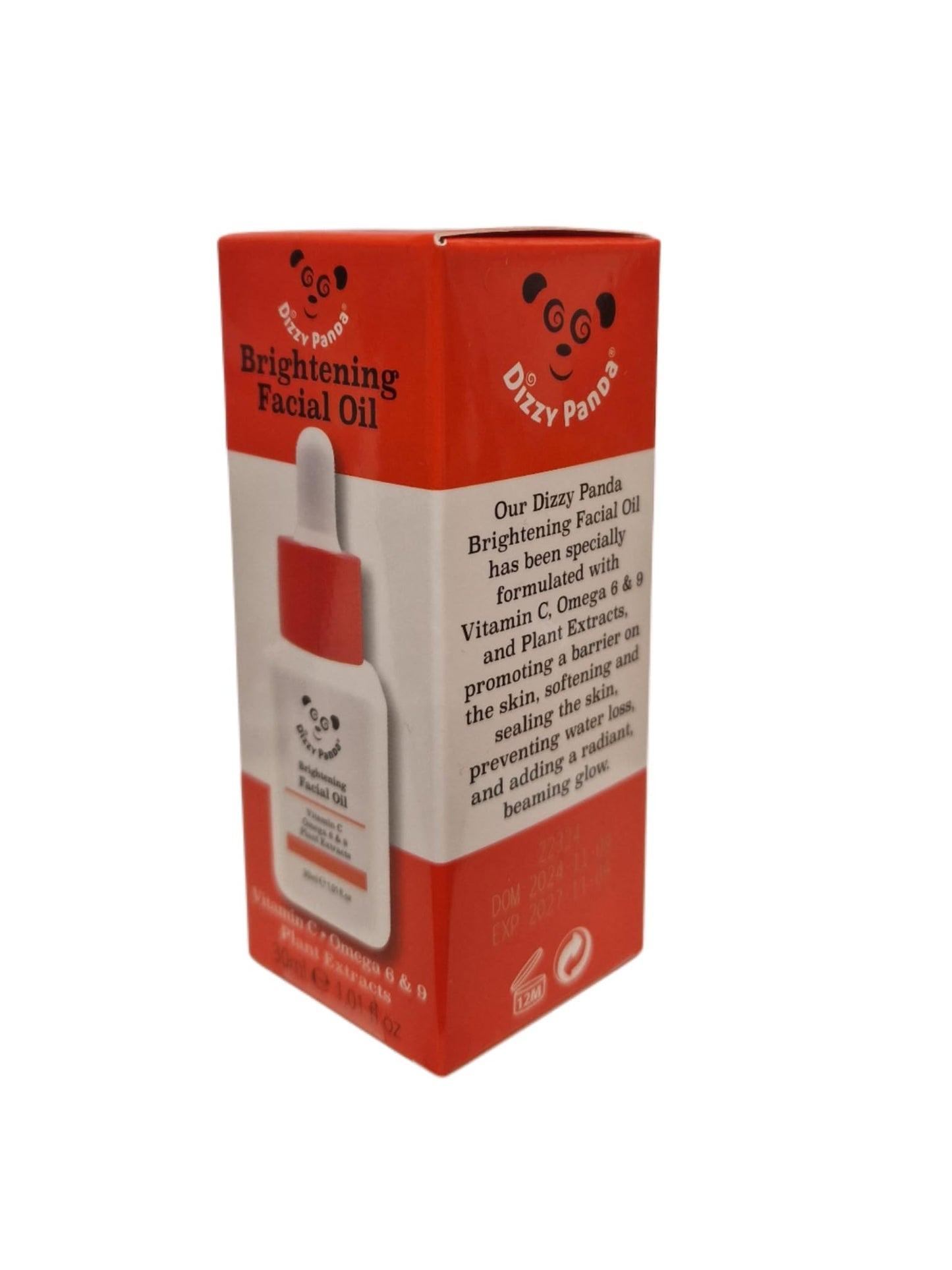 Dizzy Panda Brightening Facial Oil | Vitamin C, Omega 6 & 9, Plant Extracts | 30ml (1.01 fl oz)