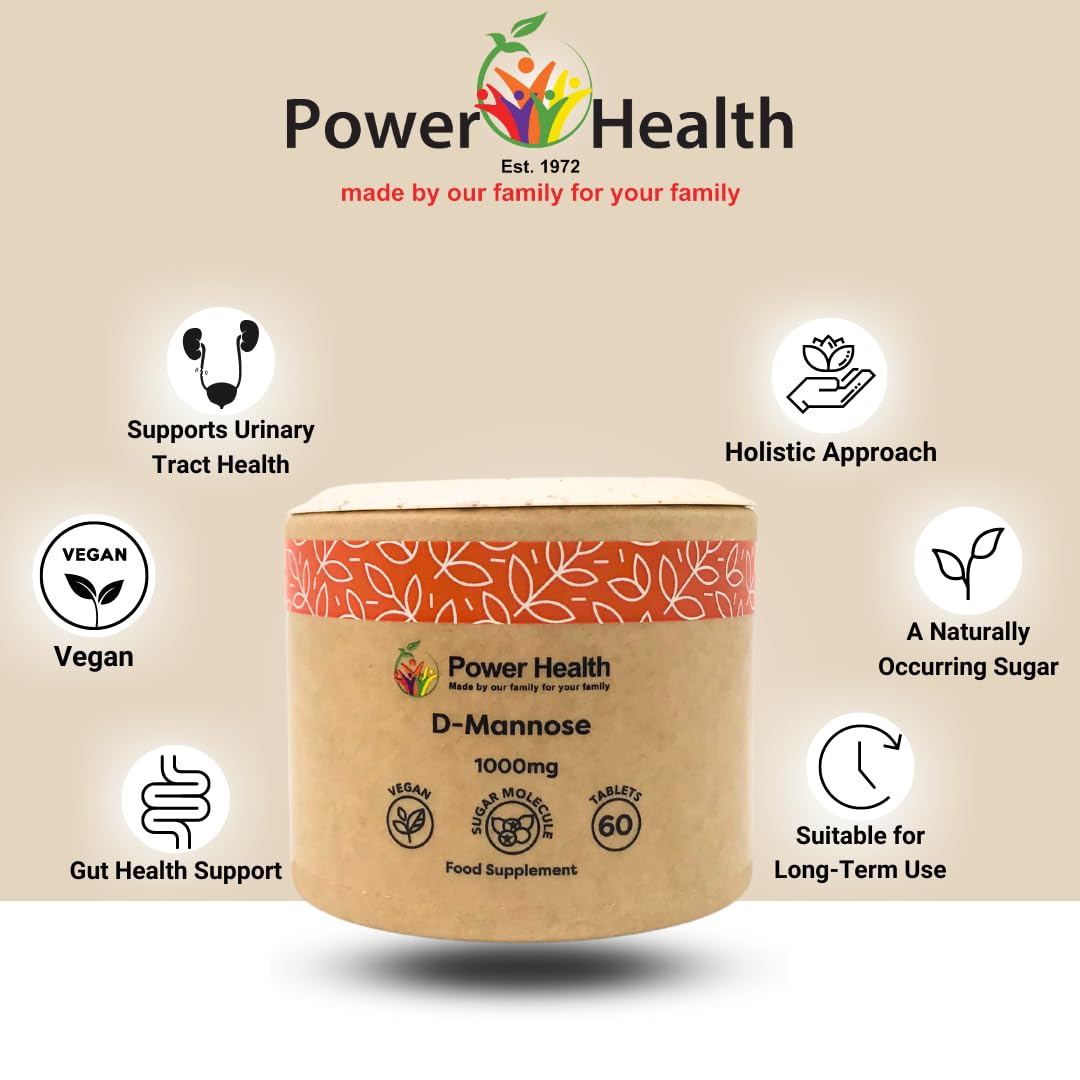 Grace nnvg Power Health D-Mannose 1000mg 60 Tablets